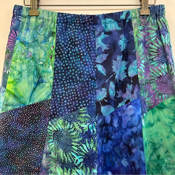 Handmade Asymmetrical Blue Green Fit Flare Fairycore Patchwork Midi Skirt Size M - Picture 7 of 12